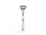 White gold Fancy Green Asscher  Cut Diamond Ring with Baguette Side Stones, Channel Set Band, and Four-Prong Setting_2