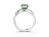 White gold Fancy Green Asscher  Cut Diamond Ring with Baguette Side Stones, Channel Set Band, and Four-Prong Setting_3