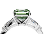 White gold Fancy Green Asscher  Cut Diamond Ring with Baguette Side Stones, Channel Set Band, and Four-Prong Setting_4