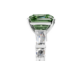 White gold Fancy Green Asscher  Cut Diamond Ring with Baguette Side Stones, Channel Set Band, and Four-Prong Setting_5
