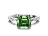 White gold Fancy Green Asscher Cut Diamond Ring with Marquise and Round  Side Stones and Four-Prong Setting_41