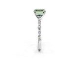 White gold Fancy Green Asscher Cut Diamond Ring with Marquise and Round  Side Stones and Four-Prong Setting_43