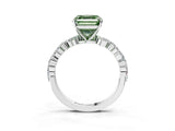 White gold Fancy Green Asscher Cut Diamond Ring with Marquise and Round  Side Stones and Four-Prong Setting_44