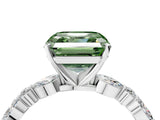 White gold Fancy Green Asscher Cut Diamond Ring with Marquise and Round  Side Stones and Four-Prong Setting_45