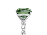 White gold Fancy Green Asscher Cut Diamond Ring with Marquise and Round  Side Stones and Four-Prong Setting_46