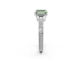 White gold Fancy Green Asscher Cut Diamond Ring with Milgrain Pavé Band and Four-Prong Setting_34