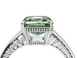 White gold Fancy Green Asscher Cut Diamond Ring with Milgrain Pavé Band and Four-Prong Setting_36