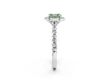 White gold Fancy Green Asscher Cut Diamond Ring with Pavé Band and Floral Prong Setting_41
