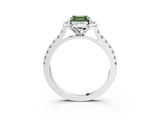 White gold Fancy Green Asscher Cut Diamond Ring with Pavé Band and Floral Prong Setting_42