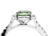 White gold Fancy Green Asscher Cut Diamond Ring with Pavé Band and Floral Prong Setting_43