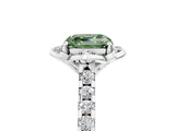 White gold Fancy Green Asscher Cut Diamond Ring with Pavé Band and Floral Prong Setting_44