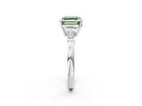 White gold Fancy Green Asscher  Cut Diamond Ring with Tapered Baguette Side Stones in Four-Prong Setting_2