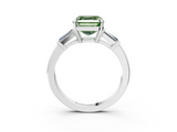 White gold Fancy Green Asscher  Cut Diamond Ring with Tapered Baguette Side Stones in Four-Prong Setting_3