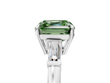 White gold Fancy Green Asscher  Cut Diamond Ring with Tapered Baguette Side Stones in Four-Prong Setting_5