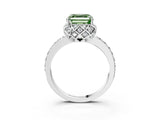 White gold Fancy Green Asscher Cut Diamond Scalloped Halo Engagement Ring with Round Shared Prong Band_39