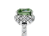 White gold Fancy Green Asscher Cut Diamond Scalloped Halo Engagement Ring with Round Shared Prong Band_41