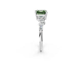 White gold Fancy Green Asscher Cut Diamond Scattered Round Accent Ring with Prong Setting_15