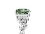 White gold Fancy Green Asscher Cut Diamond Scattered Round Accent Ring with Prong Setting_18