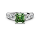 White gold Fancy Green Asscher Cut Diamond Side Stone Engagement Ring with Four-Prong Setting_24