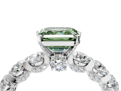 White gold Fancy Green Asscher Cut Diamond Side Stone Engagement Ring with Four-Prong Setting_28