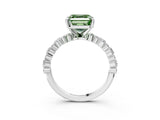 White gold Fancy Green Asscher Cut Diamond Side Stone Solitaire Ring with Round  and Four-Prong Setting_15