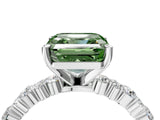 White gold Fancy Green Asscher Cut Diamond Side Stone Solitaire Ring with Round  and Four-Prong Setting_16