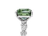 White gold Fancy Green Asscher Cut Diamond Side Stone Solitaire Ring with Round  and Four-Prong Setting_17