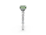 White gold Fancy Green Asscher Cut Diamond Side Stone Solitaire Ring with Round  and Four-Prong Setting_84
