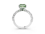 White gold Fancy Green Asscher Cut Diamond Side Stone Solitaire Ring with Round  and Four-Prong Setting_85