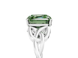 White gold Fancy Green Asscher Cut Diamond Solitaire Celtic Knot Ring with Four-Prong Setting_34