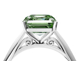 White gold Fancy Green Asscher Cut Diamond Solitaire Engagement Ring with Cathedral Setting and Four-Prong Mount_110