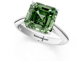 White gold Fancy Green Asscher Cut Diamond Solitaire Engagement Ring with Cathedral Setting and Four-Prong Mount_53
