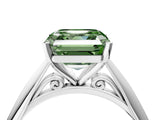 White gold Fancy Green Asscher Cut Diamond Solitaire Engagement Ring with Cathedral Setting and Four-Prong Mount_56