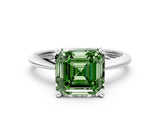 White gold Fancy Green Asscher Cut Diamond Solitaire Engagement Ring with Classic Band and Four-Prong Setting_12