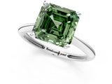 White gold Fancy Green Asscher Cut Diamond Solitaire Engagement Ring with Classic Band and Four-Prong Setting_13