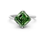 White gold Fancy Green Asscher Cut Diamond Solitaire Engagement Ring with Four-Prong Setting and Classic Band_66