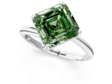 White gold Fancy Green Asscher Cut Diamond Solitaire Engagement Ring with Four-Prong Setting and Classic Band_67