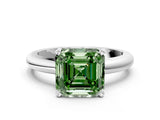 White gold Fancy Green Asscher Cut Diamond Solitaire Engagement Ring with Round Band and Four-Prong Setting_118