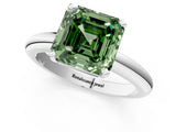 White gold Fancy Green Asscher Cut Diamond Solitaire Engagement Ring with Round Band and Four-Prong Setting_119