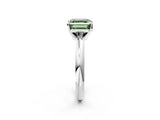 White gold Fancy Green Asscher Cut Diamond Solitaire Engagement Ring with Round Band and Four-Prong Setting_120