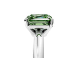 White gold Fancy Green Asscher Cut Diamond Solitaire Engagement Ring with Round Band and Four-Prong Setting_123