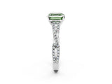 White gold Fancy Green Asscher Cut Diamond Solitaire Engagement Ring with Twisted Pavé Band and Four-Prong Setting_87