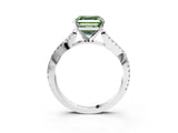 White gold Fancy Green Asscher Cut Diamond Solitaire Engagement Ring with Twisted Pavé Band and Four-Prong Setting_88