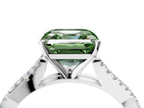 White gold Fancy Green Asscher Cut Diamond Solitaire Engagement Ring with Twisted Pavé Band and Four-Prong Setting_89