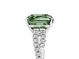 White gold Fancy Green Asscher Cut Diamond Solitaire Engagement Ring with Twisted Pavé Band and Four-Prong Setting_90