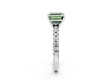 White gold Fancy Green Asscher Cut Diamond Solitaire Pavé Engagement Ring with Round Band and Prong Setting_14