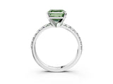 White gold Fancy Green Asscher Cut Diamond Solitaire Pavé Engagement Ring with Round Band and Prong Setting_15