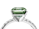 White gold Fancy Green Asscher Cut Diamond Solitaire Pavé Engagement Ring with Round Band and Prong Setting_16