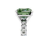 White gold Fancy Green Asscher Cut Diamond Solitaire Pavé Engagement Ring with Round Band and Prong Setting_53