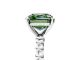 White gold Fancy Green Asscher Cut Diamond Solitaire Ring with Beaded Band and Prong Setting_117